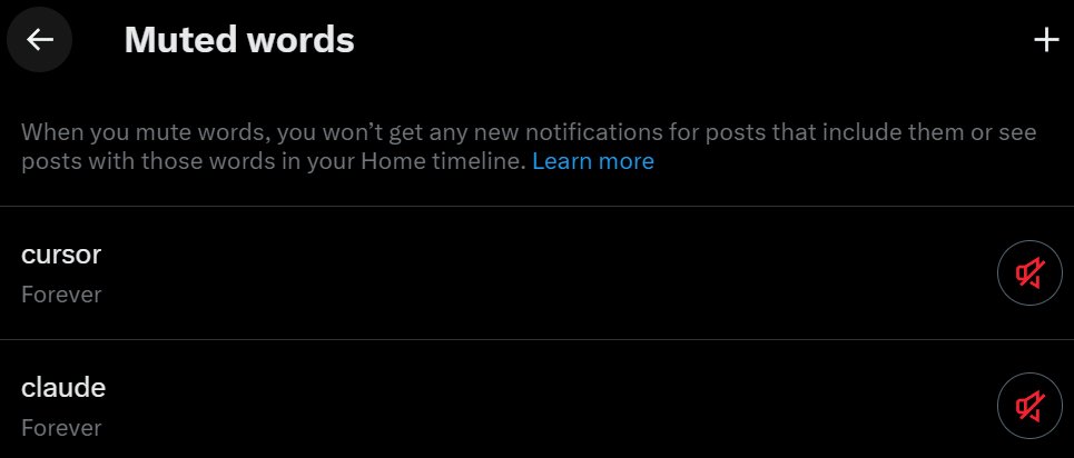 You're not Karpathy. Mute the AI slop and learn to code. Supermaven for 1-line autocomplete is great. Save typing, not thinking.