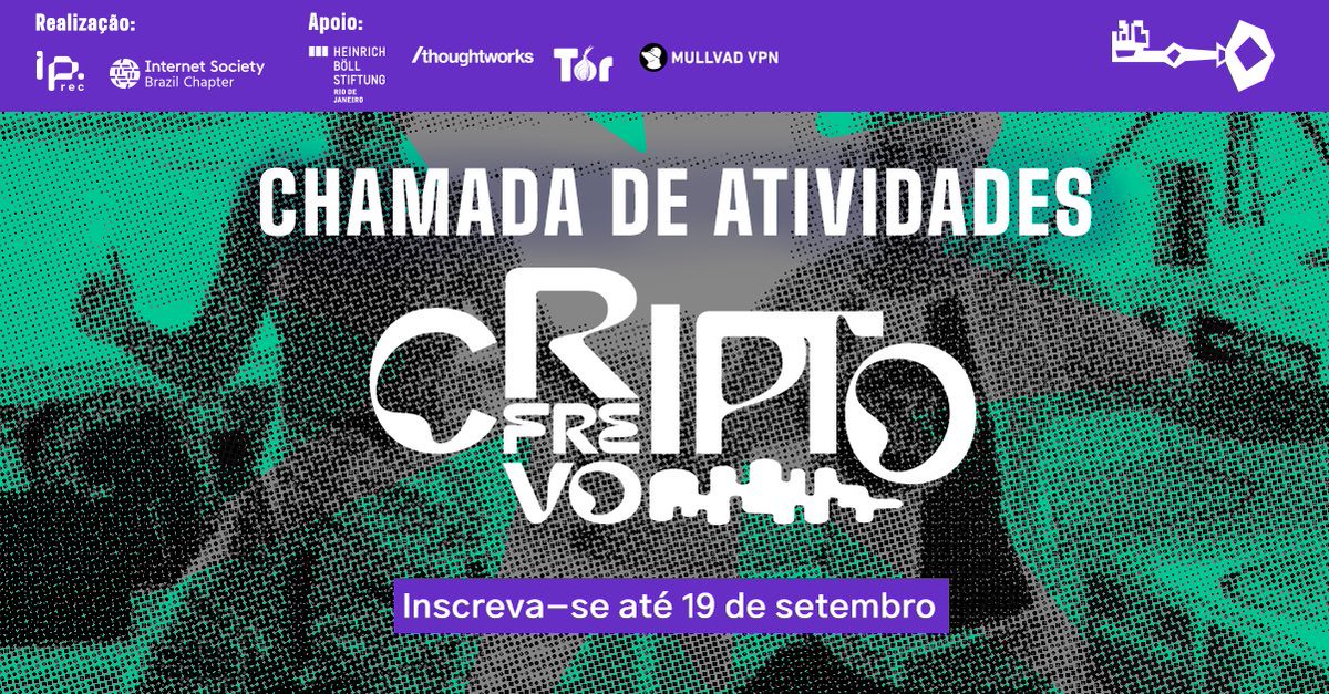 Vem fazer parte da programação da CriptoFrevo! 🔑

📣Estamos com chamadas abertas para atividades até 19 de setembro. Confira o edital com mais informações e o formulário de inscrição em criptofrevo.ip.rec.br.