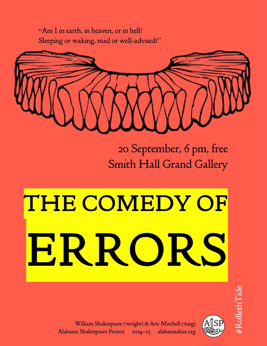 Strode Program (@hudstrode) on Twitter photo Calling all actors! Auditions are now open for the Alabama #Shakespeare Project’s COMEDY OF ERRORS. Grab your slot here: 
forms.gle/S3hKPwB6H4punm…
#RollethTide #rolltide Calling all actors! Auditions are now open for the Alabama #Shakespeare Project’s COMEDY OF ERRORS. Grab your slot here: 
forms.gle/S3hKPwB6H4punm…
#RollethTide #rolltide