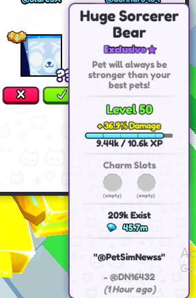 Der3_Al3arab's tweet photo. 🧙‍♂️ Huge Sorcerer Bear - Pet Simulator 99 Giveaway 🐻

Requirements:
- Follow @Der3_Al3arab &amp; @PetSimNewss 👥 
- Like ❤ &amp; Retweet ♻ 
- Comment your Username 💬 

Ends in 2-3 Days https://t.co/epVsuK8PzJ