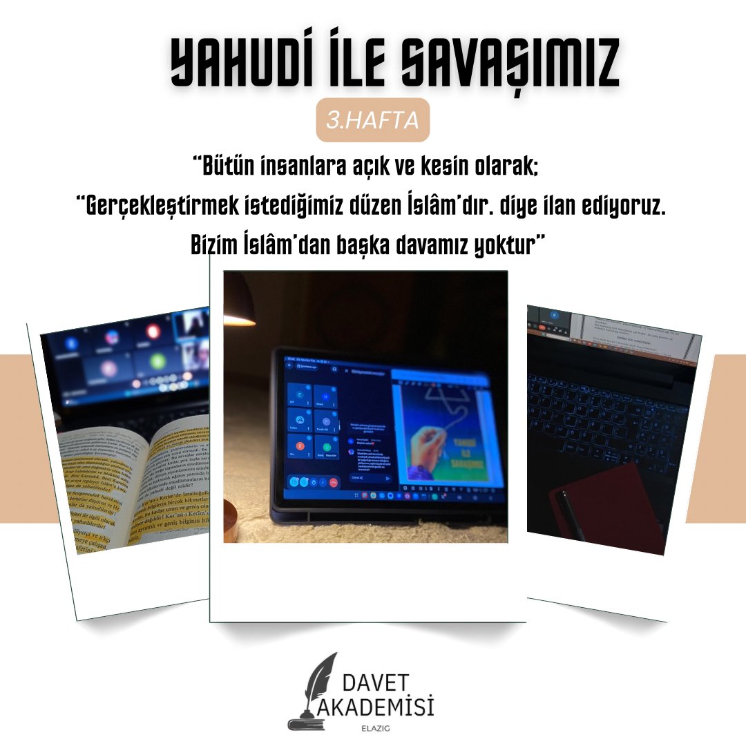 Mütalaa/3.Hafta📖

Bütün insanlara açık ve kesin olarak; “Gerçekleştirmek istediğimiz düzen İslâm’dır. diye ilan ediyoruz. Bizim İslâm’dan başka davamız yoktur”
#gençlik
#elazığ