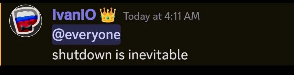 StatisticsNews's tweet photo. @IvanIO_Official has just shutdown his Discord server, reasons for why is currently unknown. (Screenshot provided by @ToastedDev) https://t.co/2XtoSaNrwx