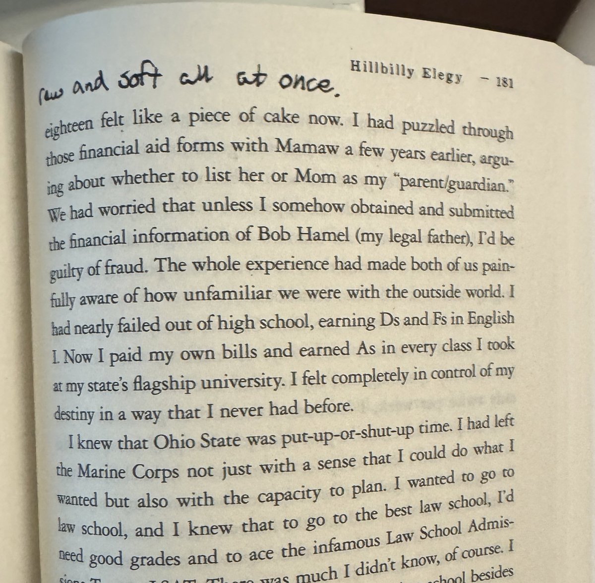 Well, well, look at that, some good old-fashioned couch 🍆ing on pages 179-181 of Hillbilly Elegy.