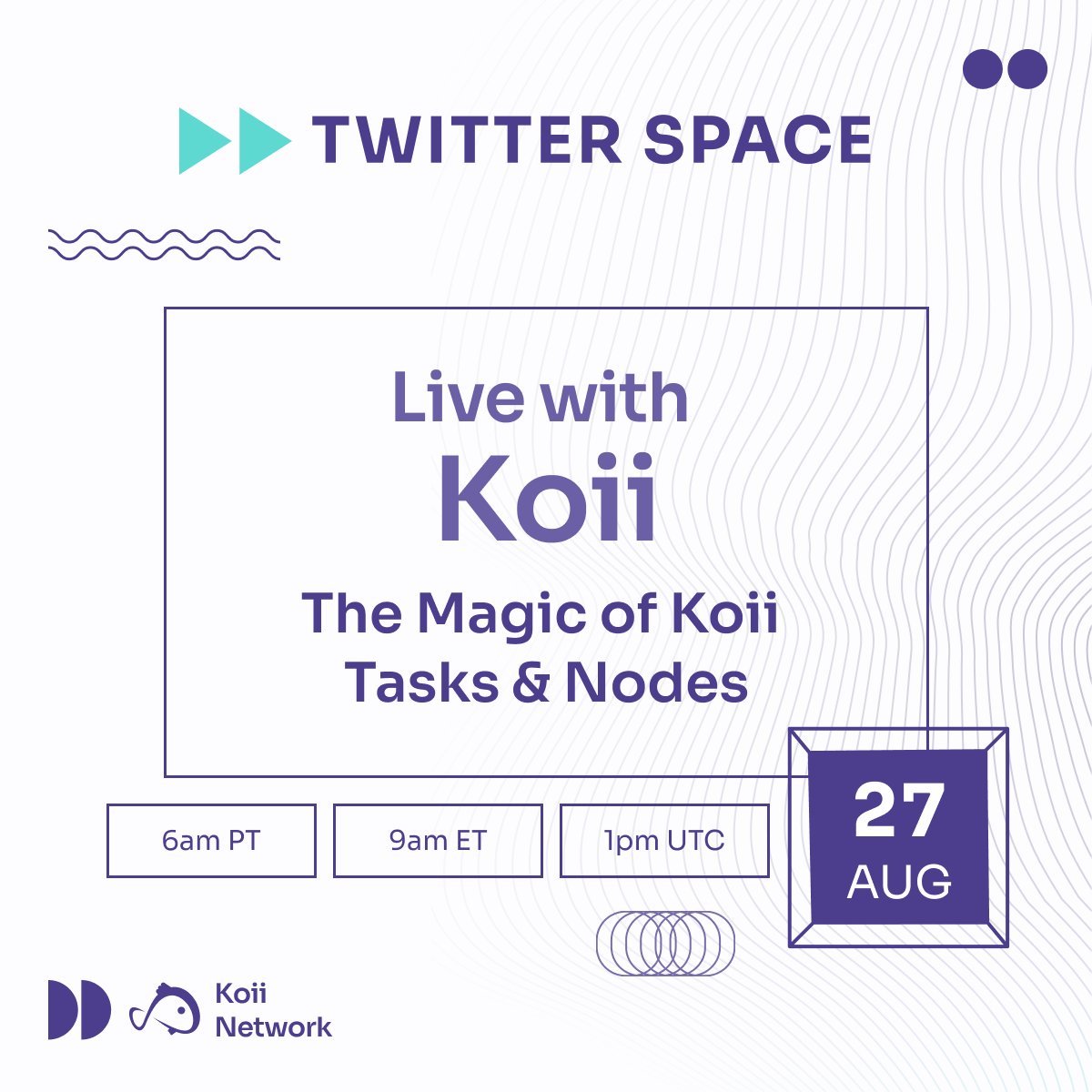 LeonardLevels's tweet photo. 🎙️ Join our Space for a discussion on The Magic of Koii Tasks & Nodes!

Speakers: @KoiiFoundation, @bluwhaleai, @IPFS, and @MOTI_BIO.

Catch insights from an exciting panel of speakers as we discuss Koii Tasks, Koii Nodes, partnerships and synergies, DePINs, and much more!

🗓️ 27th August, 9 AM EST

Set your reminders below. We hope to see you there!