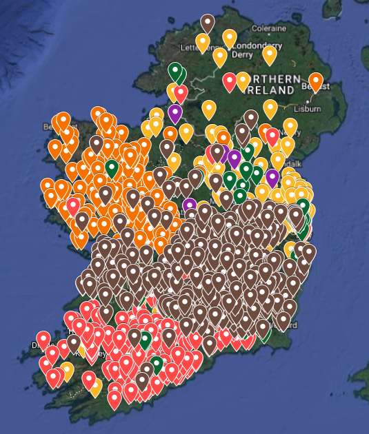 danielmloftus's tweet photo. If you're watching #Stolen, take a look at this map. Through my research, I try and illustrate just how easy it could be to be related to a child who died in a mother &amp; baby home.

This doesn't include the thousands born in them.

You can see the map here: https://t.co/OdBWUxBacY https://t.co/Dva15NP6La