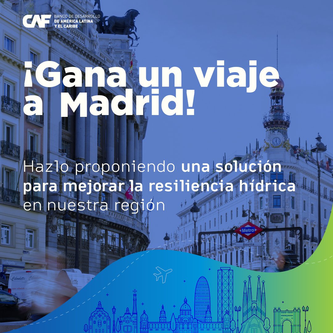🌊🏙️ ¿Quieres ganar un viaje a Madrid para los 10° Diálogos del Agua? ¡Participa en el concurso “Perfiles sobre Resiliencia Hídrica en Ciudades”! 💧🏆

Buscamos proyectos innovadores y prácticos que mejoren la resiliencia hídrica en entornos urbanos, enfrentando desafíos como