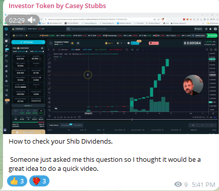 Investortoken_'s tweet photo. 1/2 How to Check your shib dividends that you earn from the INVST Token.
$INVST $SHIB #BBED buyback every dividend.
I posted a video and posted it on my telegram.
Link below: https://t.co/uKXs5sEHBA