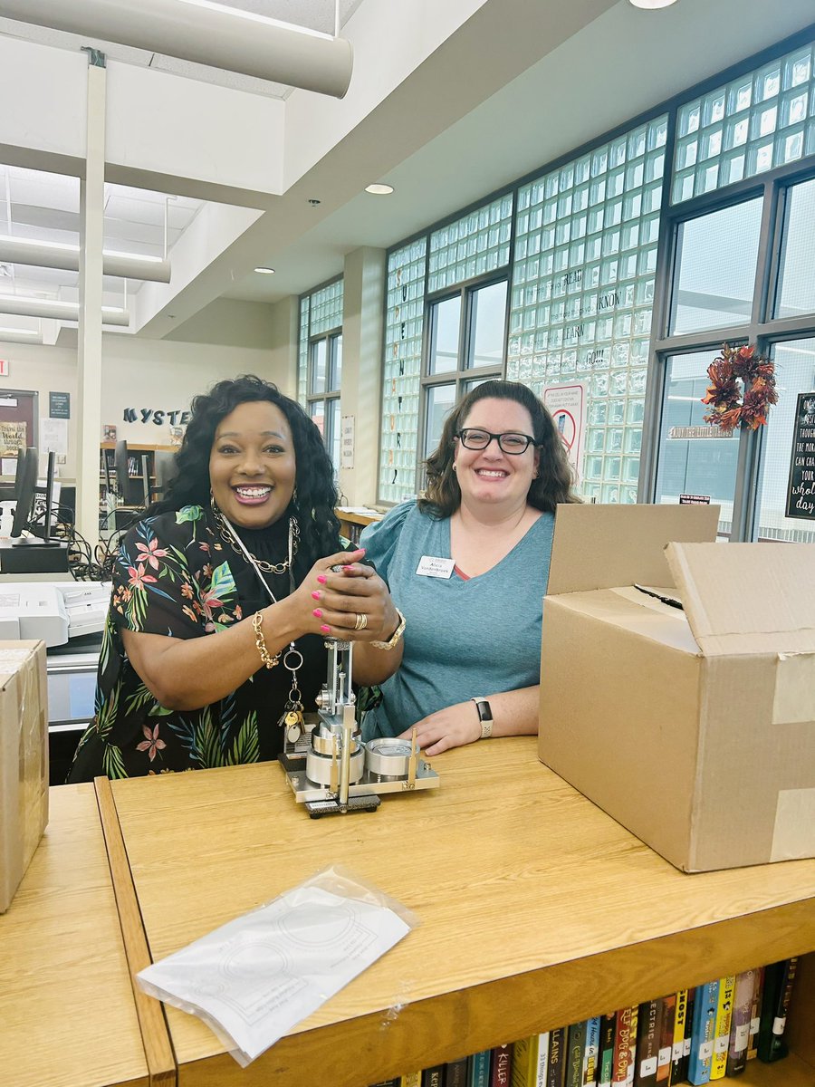 Nichols Jr High (@nicholsmustangs) on Twitter photo What a marvelous day in the Nichols Junior High Library! π
Our Librarian Erica Kennard was one of the lucky winners of a button maker with all the bells and whistles from the Library Services Department. πππ½π
<a href="/NicholsMustangs/">Nichols Jr High</a>
<a href="/ArlingtonISD/">Arlington ISD</a>
@aisdlibsrv
<a href="/sljournal/">SchoolLibraryJournal</a> What a marvelous day in the Nichols Junior High Library! π
Our Librarian Erica Kennard was one of the lucky winners of a button maker with all the bells and whistles from the Library Services Department. πππ½π
<a href="/NicholsMustangs/">Nichols Jr High</a>
<a href="/ArlingtonISD/">Arlington ISD</a>
@aisdlibsrv
<a href="/sljournal/">SchoolLibraryJournal</a>