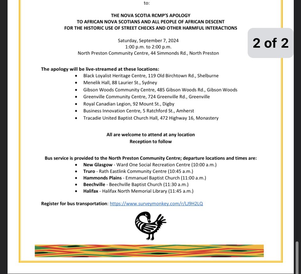 THE NOVA SCOTIA RCMP’S APOLOGY TO AFRICAN NOVA SCOTIANS AND ALL PEOPLE OF AFRICAN DESCENT FOR THE HISTORIC USE OF STREET CHECKS AND OTHER HARMFUL INTERACTIONS
