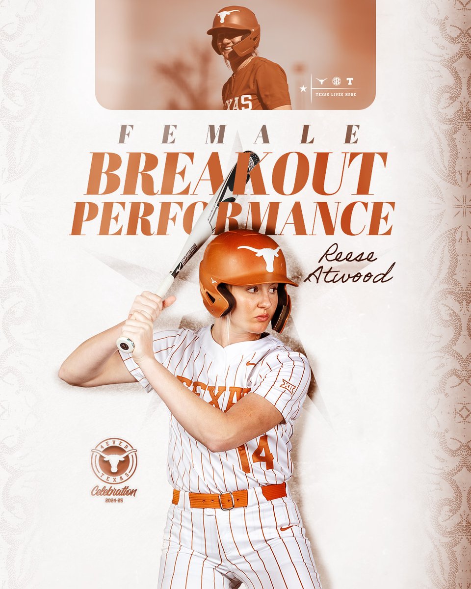 Texas Longhorns (@texaslonghorns) on Twitter photo the award for female breakout performance of the year goes to <a href="/atwood_reese/">Reese Atwood</a>! 🤘
#HookEm | <a href="/TexasSoftball/">Texas Softball</a> the award for female breakout performance of the year goes to <a href="/atwood_reese/">Reese Atwood</a>! 🤘
#HookEm | <a href="/TexasSoftball/">Texas Softball</a>