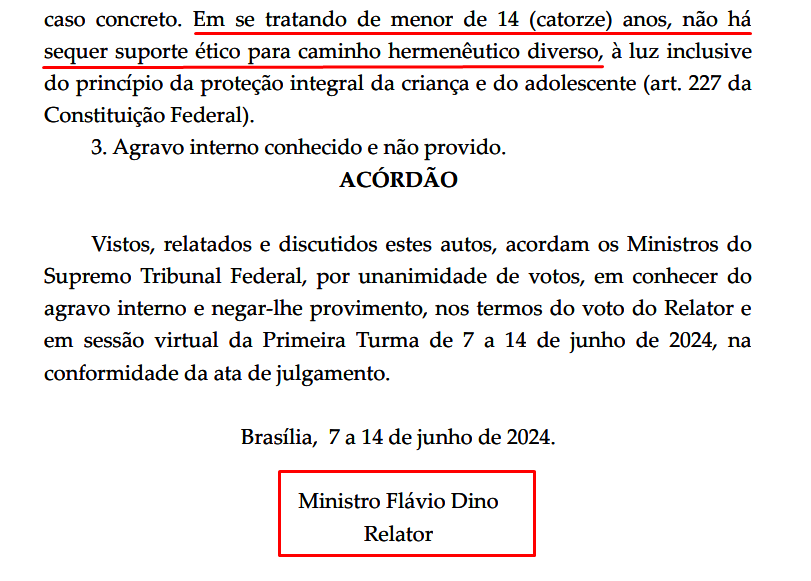 ⚠️Homem de 30 anos engravidou a menina de 12. É crime?

Sim. Importante decisão do STF, do Ministro Flávio Dino: Relacionamento com MENOR de 14 anos SEMPRE irá caracterizar estupro.

❓Por que essa decisão é importante?

Alguém poderá perguntar "Por que essa decisão é importante