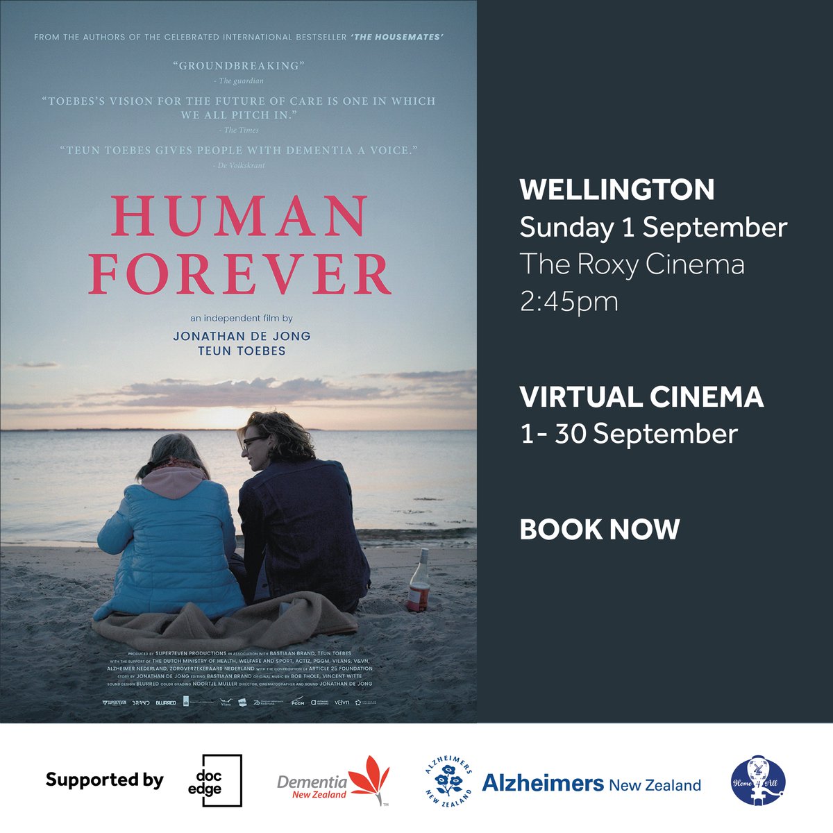 Alzheimers NZ (@alzheimersnz) on Twitter photo ⭐⭐⭐ You're invited! ⭐⭐⭐ The Aotearoa New Zealand movie premiere of 🎬 Human Forever 🎬 supported by <a href="/Docedge/">Doc Edge - Life Unscripted</a> <a href="/DementiaNZ/">Dementia New Zealand</a> Alzheimers NZ and Home4All for #WorldAlzheimersMonth ✨ Book your ticket now for this Sunday's session in Wellington 👉 ow.ly/iyEt50T6Uxu ⭐⭐⭐ You're invited! ⭐⭐⭐ The Aotearoa New Zealand movie premiere of 🎬 Human Forever 🎬 supported by <a href="/Docedge/">Doc Edge - Life Unscripted</a> <a href="/DementiaNZ/">Dementia New Zealand</a> Alzheimers NZ and Home4All for #WorldAlzheimersMonth ✨ Book your ticket now for this Sunday's session in Wellington 👉 ow.ly/iyEt50T6Uxu