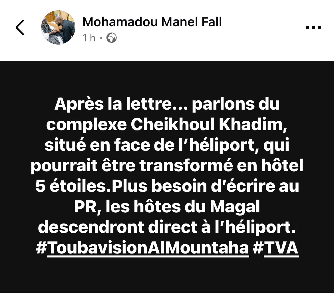 BichriFall's tweet photo. #Touba #Safar Intelligence Collective #toubaVisionAlMountakha #DahiratoulAbrar https://t.co/I3wJUX5YC2