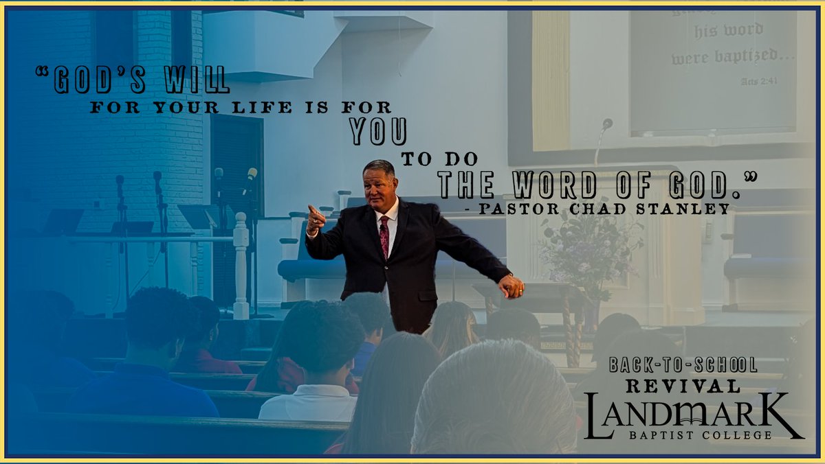 We started off our Back-to-School Revival with a great message from Pastor Chad Stanley! Please join us tonight at the College Chapel for our service tonight! 

Service begins at 6:59PM be there or tune in at: youtube.com/@landmarkbapti…