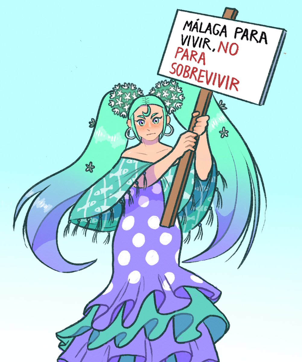 Pinguctus's tweet photo. Miku Malagueña, porque no hay nada más Malagueño que manifestarse por la depredación inmobiliaria, el abuso de los precios del alquiler y un modelo de ciudad que nos intenta expulsar. 💪🏻🐟 https://t.co/7m6Hv1hDRI