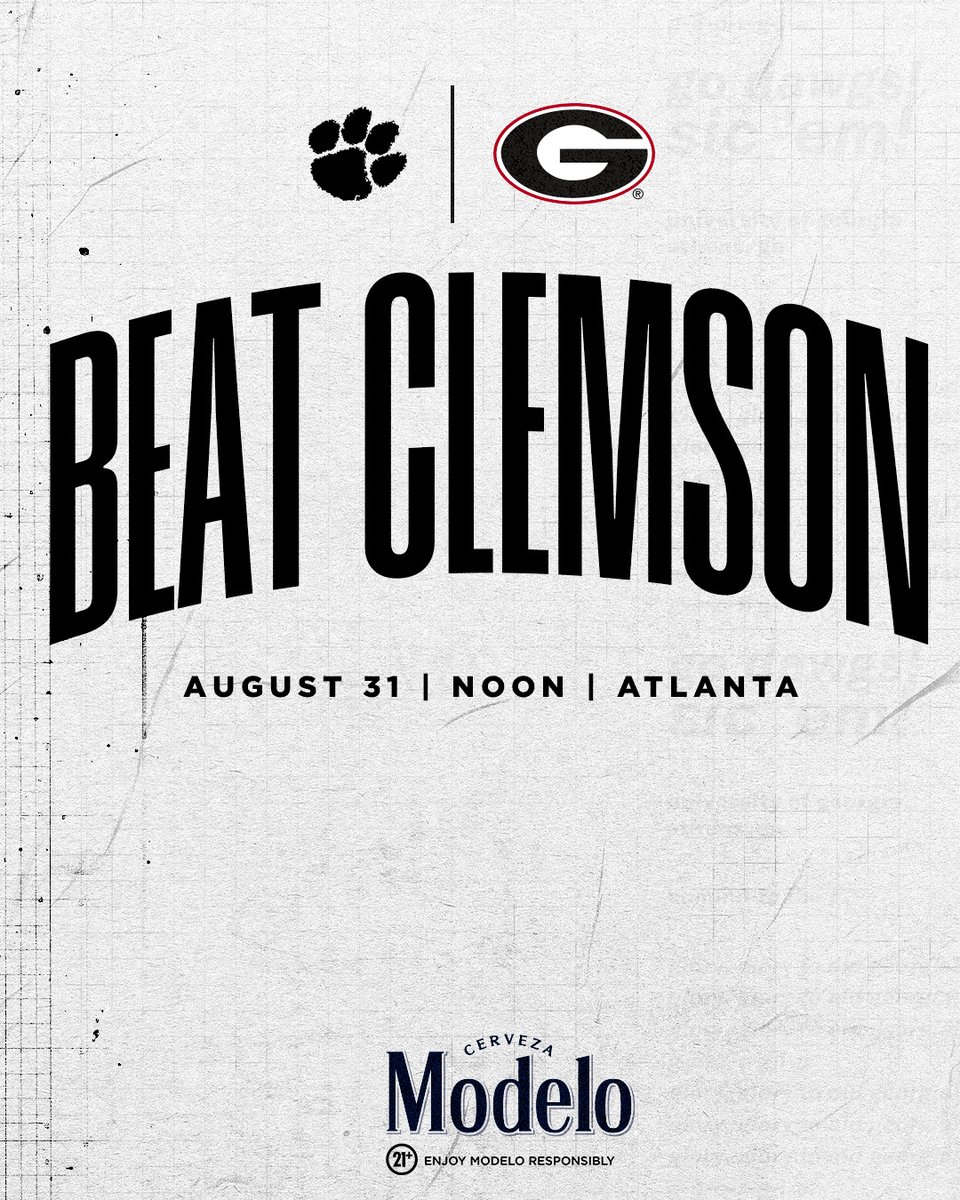 .<a href="/GeorgiaFootball/">Georgia Football</a> is back this Saturday! 
🆚: Clemson
📆: August 31
⌚️: Atlanta, Ga.
📺: ABC Sports 

#GoDawgs | <a href="/ModeloUSA/">Modelo USA</a>
