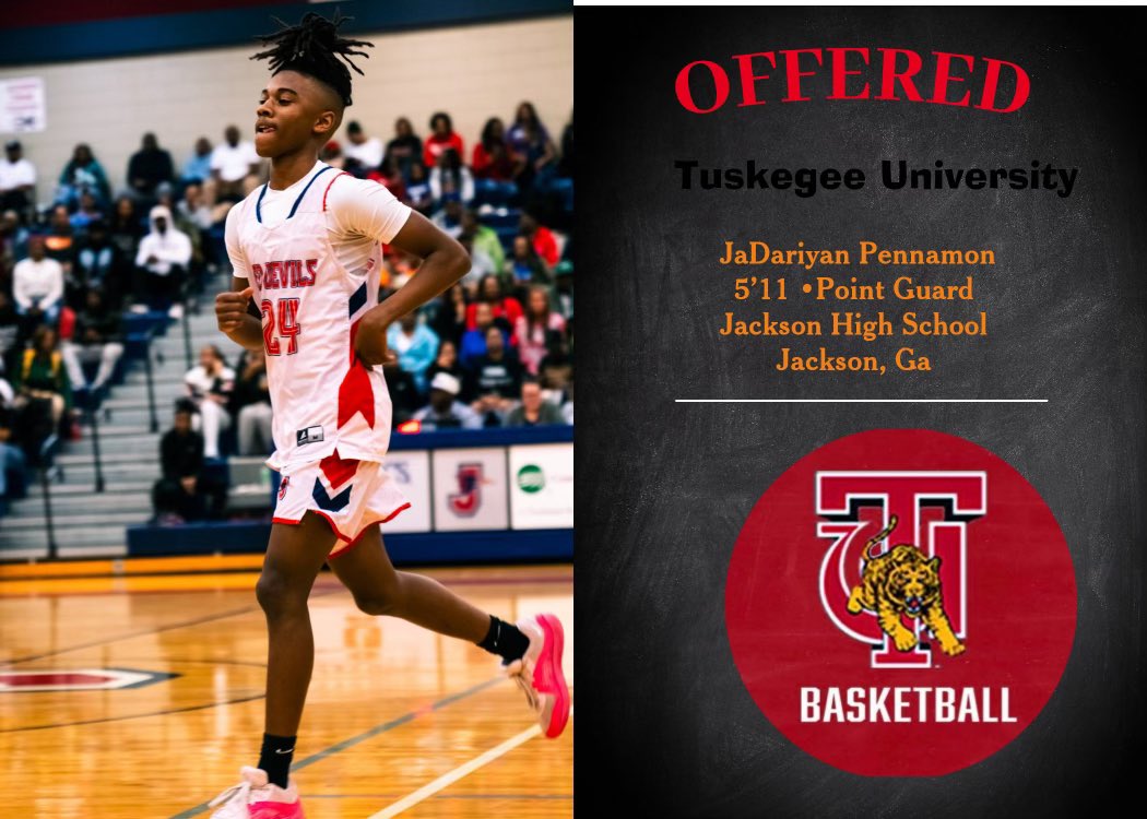 Ja’Dariyan “JD” Pennamon (@jdpennamon) on Twitter photo Extremely blessed to receive my first offer from <a href="/Tuskegee_MBB/">Tuskegee Men’s Basketball</a> Special thanks to Coach Benjy Taylor for the offer!! <a href="/rd4lbasketball/">Jackson Red Devils Boy’s Basketball</a> <a href="/Snellovator/">Eddie Snell-Head Boys Basketball Coach-Jackson HS</a> <a href="/KyleSandy355/">Kyle Sandy</a> <a href="/HypesouthMedia/">Hypesouth Media & Athletics</a> Extremely blessed to receive my first offer from <a href="/Tuskegee_MBB/">Tuskegee Men’s Basketball</a> Special thanks to Coach Benjy Taylor for the offer!! <a href="/rd4lbasketball/">Jackson Red Devils Boy’s Basketball</a> <a href="/Snellovator/">Eddie Snell-Head Boys Basketball Coach-Jackson HS</a> <a href="/KyleSandy355/">Kyle Sandy</a> <a href="/HypesouthMedia/">Hypesouth Media & Athletics</a>
