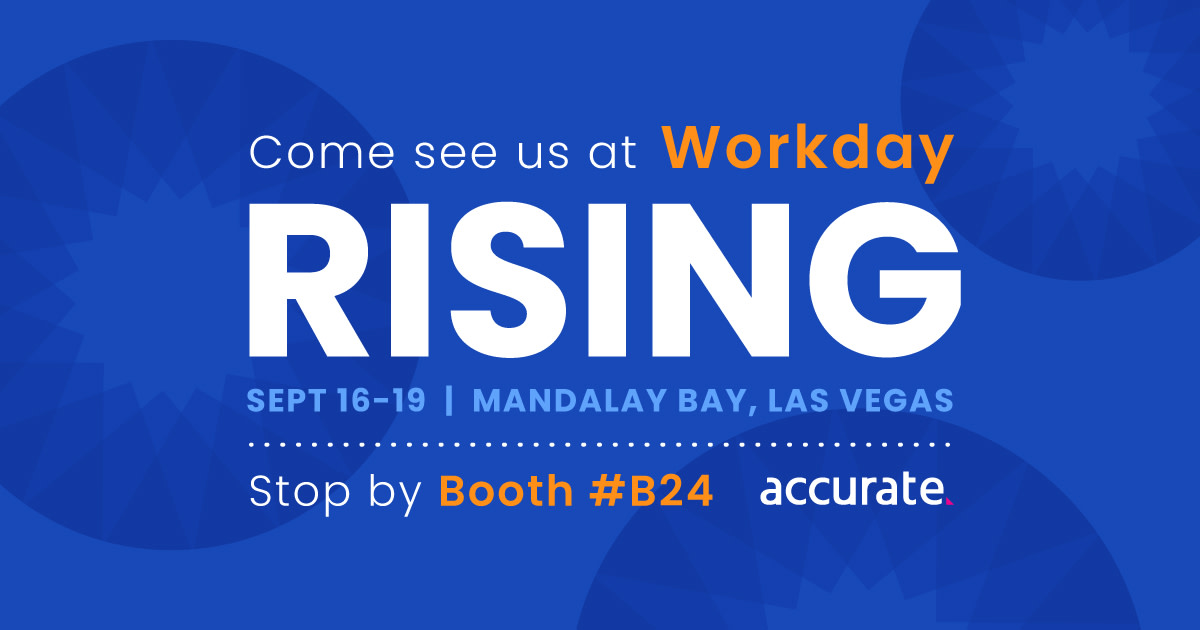 AccurateBG's tweet image. Looking forward to connecting with fellow HR leaders at Workday Rising! Let&apos;s chat about building a future-proof workforce with trust at the core. Visit us at booth #B24. #AccurateBackground #WorkdayCommunity