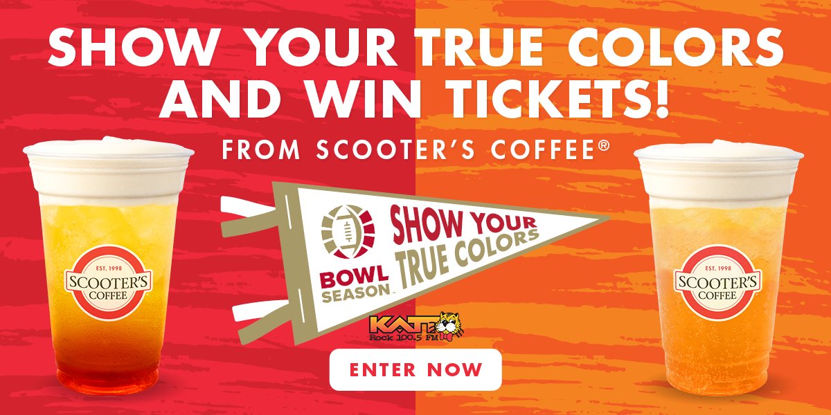 Rock 100.5 The KATT (@thekatt) on Twitter photo 🏈 Want to win a flyaway trip to a College Football Bowl Game of your choice!?🏟️ Our friends at <a href="/scooterscoffee/">Scooter's Coffee</a> are making that dream a reality!
Enter the contest at KATT.com/scooters, fill out your info & vote for your favorite drink! Winners selected on 9/16.🤘 🏈 Want to win a flyaway trip to a College Football Bowl Game of your choice!?🏟️ Our friends at <a href="/scooterscoffee/">Scooter's Coffee</a> are making that dream a reality!
Enter the contest at KATT.com/scooters, fill out your info & vote for your favorite drink! Winners selected on 9/16.🤘