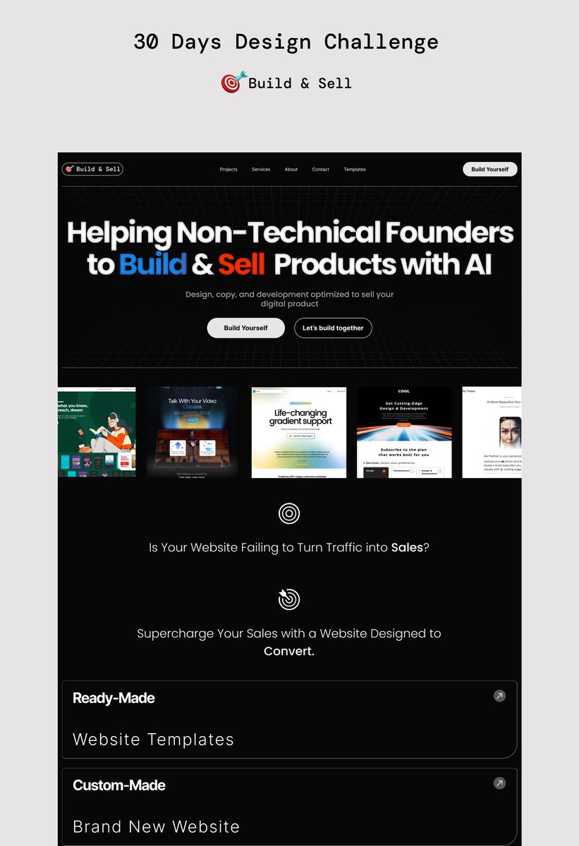 buildandsellai's tweet photo. DAY 25 of 30 DAYS DESIGN CHALLENGE
Build & Sell New Website Design
#buildandsell
#buildinpublic https://t.co/JkBz7O5WkR
