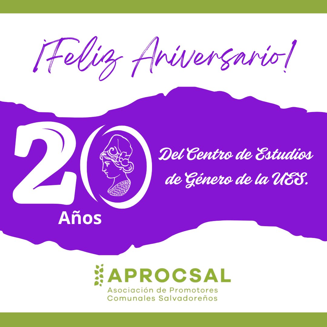🥳🚺 Celebramos los grandes logros obtenidos por el Centro de Estudios de Género de la UES en sus 20 años. 

🤝 Esperamos seguir acompañando en esta ardua labor por la equidad e igualdad entre hombres y mujeres.