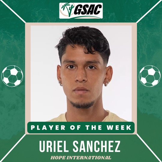gsacsports's tweet photo. ⚽️GSAC MEN'S SOCCER
Players of the Week
Offense: Uriel Sanchez, Hope International
Defender: Berlin Torres, Hope International
#GSACsports #GSACmsoc #NAIAmsoc https://t.co/FAdpgeICNi