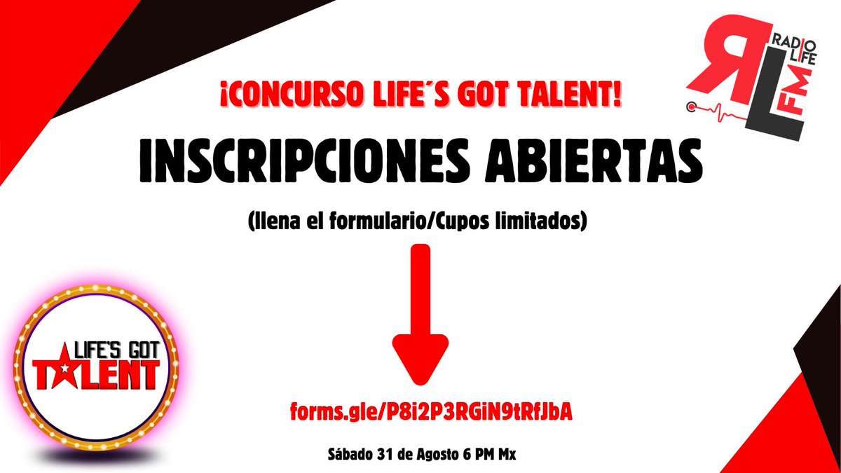 RadioLifeFmh's tweet photo. ¡Demuestra tu talento en Life's Got Talent! ✨🎙

¿Tienes una voz de oro? 🎤 ¿Eres un pro en la improvisación o imitación? 🎭 ¡Este es tu momento!

📅Fecha: 31 de agosto
🕕Hora: 6 PM MX
Regístrate aquí: https://t.co/5BmONE43Ap

¡Brilla en el escenario de Life's Got Talent! 🎇 https://t.co/yVw2w5FAgQ
