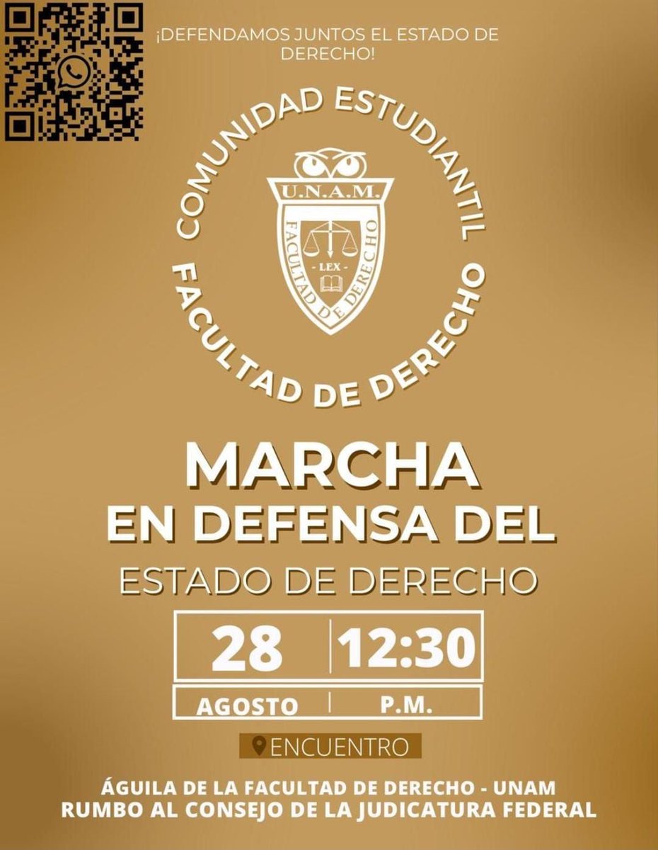 La Máxima casa de Estudios en el País se hace presente en la defensa del #PoderJudicial 

Invitamos a todas las Universidades del País, a los Jóvenes en todo México a levantar la voz ‼️ #IndependenciaJudicial

X❤A🇲🇽

#TodosSomosPJF