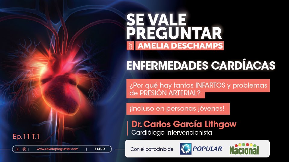 ¿Por qué tantas muertes por INFARTO? 

¿Por qué jóvenes también están siendo afectados? 

¿Nuestros hábitos o la pandemia tienen algo que ver? 

Se Vale Preguntar con <a href="/AmeliaDeschamps/">Amelia Deschamps</a> 🤔

Invitado: Dr. Carlos García Lithgow, cardiólogo intervencionista.

youtu.be/QGJtBCu-j9M