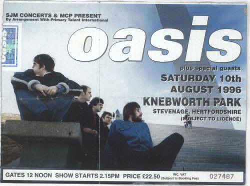 Create_28's tweet photo. I paid £22.50 to see Oasis at Knebworth in 1996 with Prodigy (#ripkeith) as one of the support acts, that won’t even cover ticketmasters booking fees this time will it? https://t.co/0Q579zt4Om
