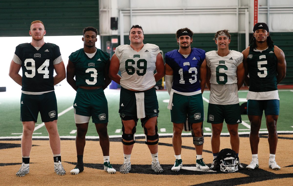 OhioFootball's tweet photo. Your 2024 Ohio Football captains!

#OUohyeah https://t.co/dQTDRmxZ0D