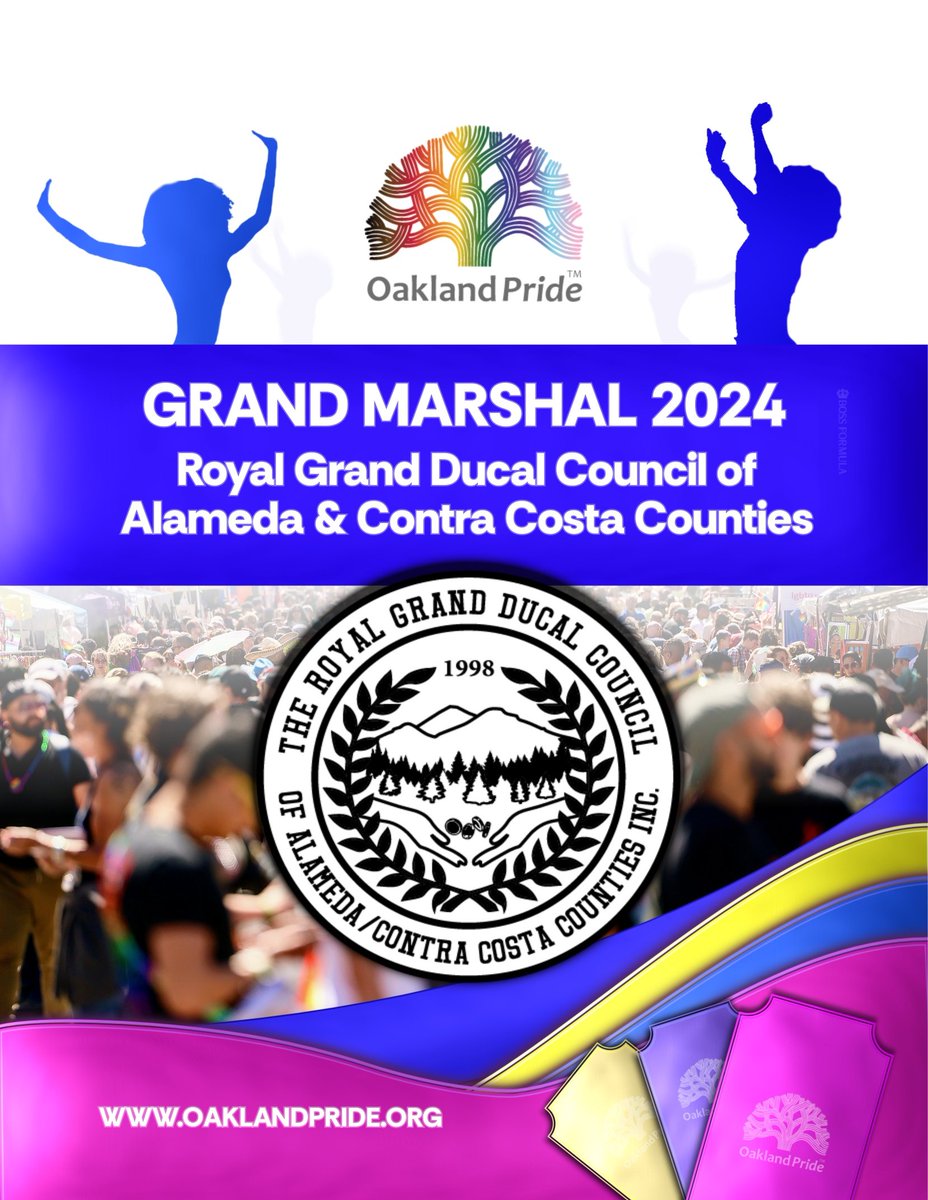 GRAND MARSHAL 2O24
🌈 Royal Grand Ducal Council of Alameda and Contra Costa Counties 

MISSION
The Royal Grand Ducal Council of Alameda/Contra Costa County, Incorporated...learn more by visiting  alameda-ducal.org/about 

#oaklandpride2024 #RootedinPride #grandmarshal