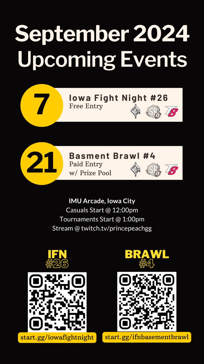 IowaCityFGC's tweet image. WE ARE BACK ‼️

On September 7th we will have our first local of the season, followed by our first monthly on the 21st. 

Scan the QR code or check the links below to register 💯