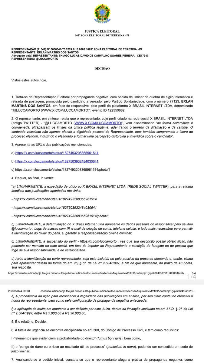 emoff's tweet image. #URGENTE Justiça condena perfil foi criado para difamar jornalista Erlan Bastos. O juiz determinou que a rede social "x" repasse ao jornalista que é candidato, dados como IP e localização para identificar o usuário. O mesmo perfil atacou outras pessoas.