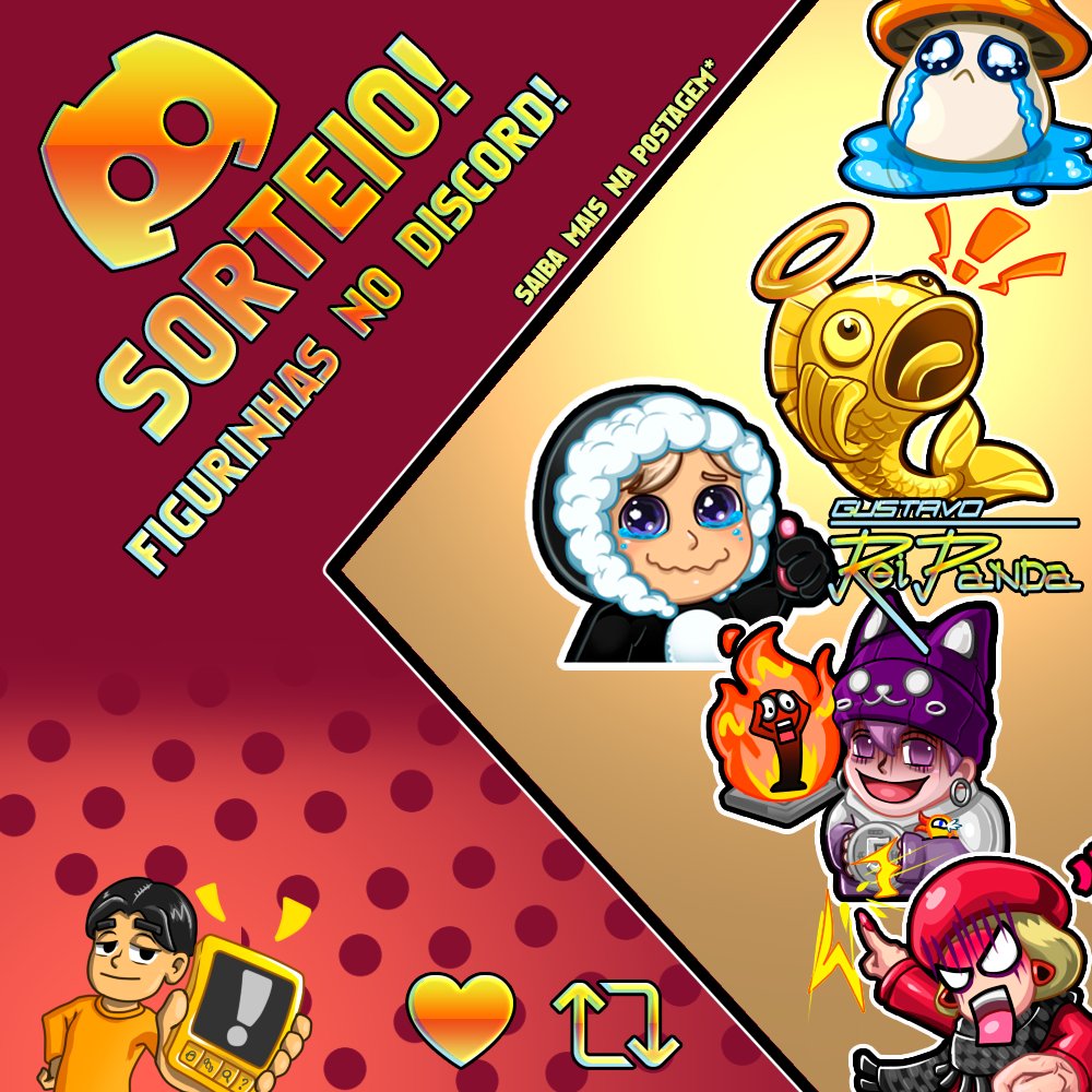 🌐SORTEIO DE FIGURINHAS DO DISCORD!

Faça parte do acervo de figurinhas do Reino dos Pandas, o servidor das minhas lives e de projetos no Discord.

Serão 2 Sorteios, os vencedores serão desenhados ao vivo em formato de figurinha, leia atentamente as regras!

#Habbo #Art #Discord