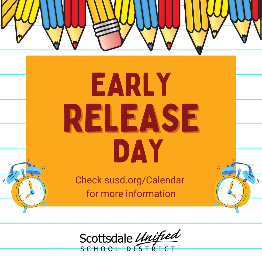 TavanSUSD's tweet photo. Hey Wildcat Families...don't forget that this Wednesday we have early release at 1:15PM. Set your alarm, put it in your calendar, check your Parent Square. Reminders abound for all our busy families! https://t.co/6DL15oRp9j