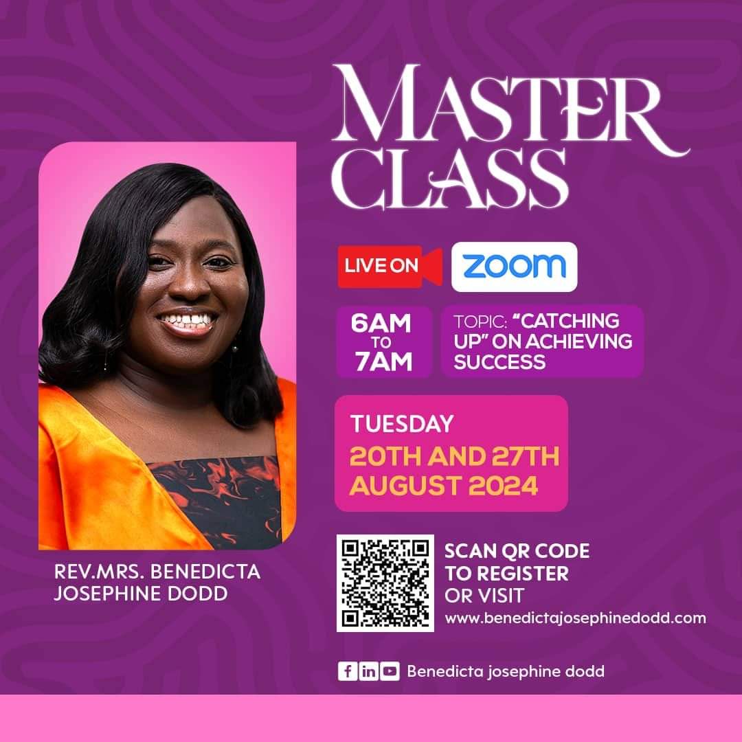 DoddBenniejo's tweet photo. Don't miss out on the masterclass "Catching Up On Achieving Success, Part 2" - join us via zoom on Tuesday August 27th, 2024 from 6AM to 7AM GMT.

Register now at https://t.co/d4imjD9b8K
#BenedictaJosephineDodd
#Masterclass
#AchievingSuccess
#Online
#Webinar 
#Coaching
#Training https://t.co/iAKJtdnkE2