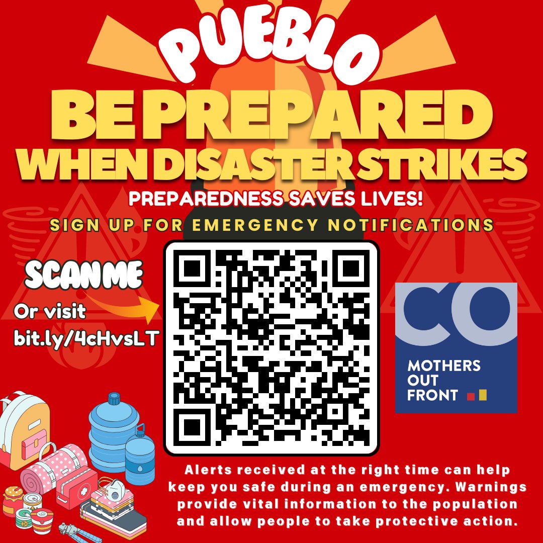 MOF_Colorado's tweet photo. In one of our first steps to begin the conversation on climate resilience, let's start with the easy stuff! Sign up for Pueblo's Emergency Notification Opt-In Program by scanning the QR code or visiting https://t.co/xfcorFMQAi https://t.co/pDnTRFKvY9
