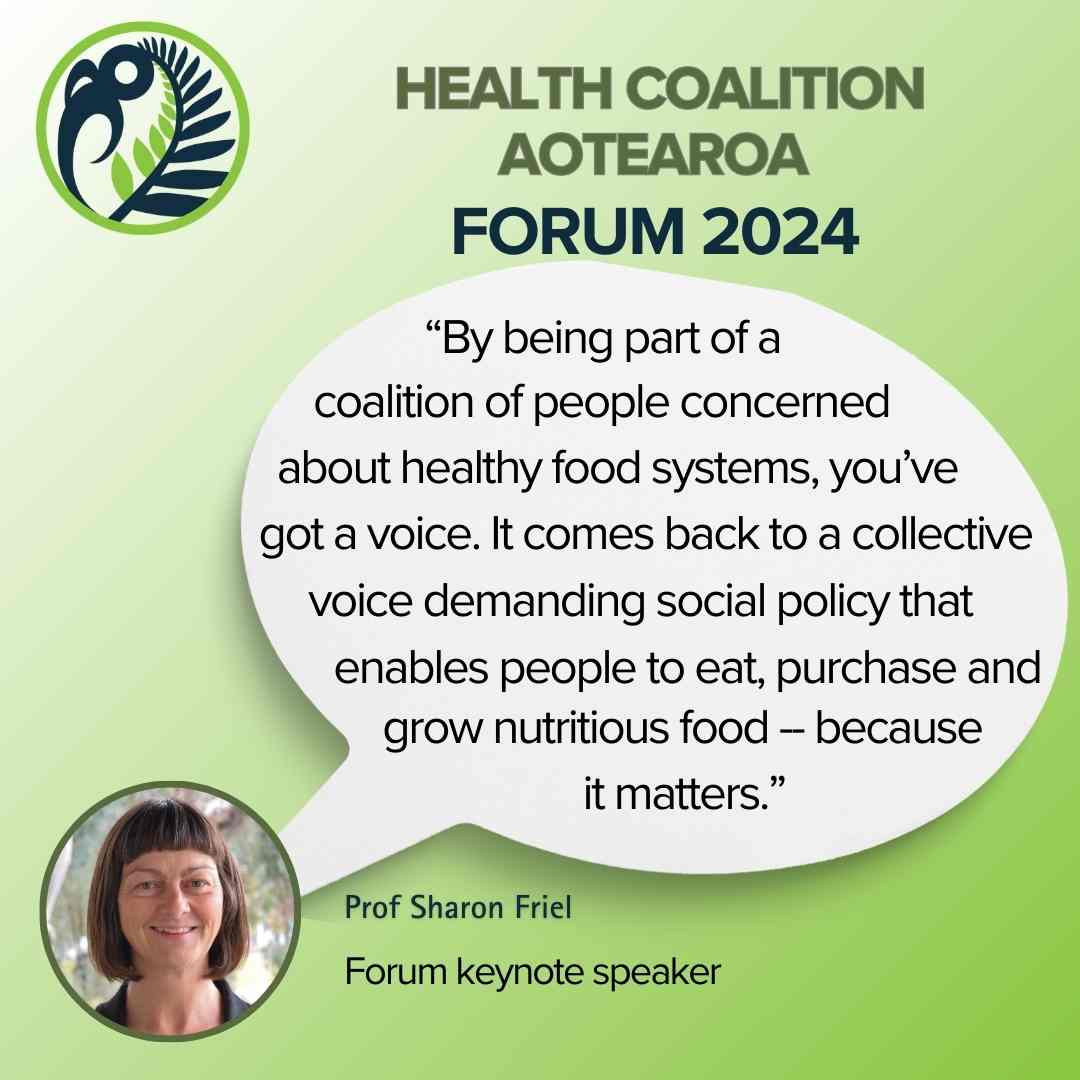 ⏰ Time is running out to register for HCA's 2024 Forum. With less than a month to go, don’t miss your chance to hear from Prof <a href="/SharonFrielOz/">Sharon Friel</a> , of <a href="/ourANU/">ourANU</a>, who is a leading voice on the impact of commercial factors on health. 🔗 healthcoalition.org.nz/event/health-c…
