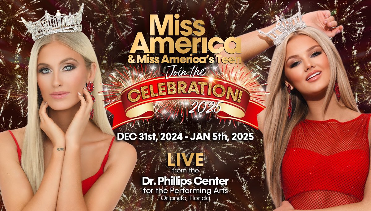 Join us for an evening of entertainment, empowerment, &amp; CELEBRATION at the 2025 #MissAmerica &amp; #MissAmericasTeen competitions 12/31/24 to 1/5/25 at the Walt Disney Theater, located within the <a href="/DrPhillipsCtr/">Dr. Phillips Center</a> in Orlando! 

Tickets available for purchase this October.
