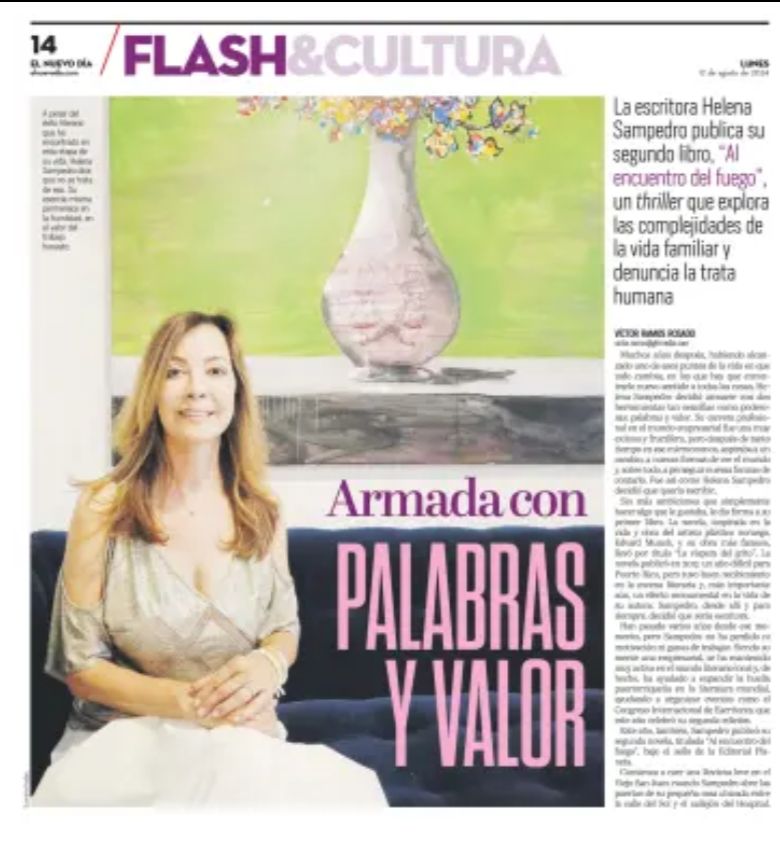 Helena Sampedro (@sampedro_helena) on Twitter photo No te pierdas esta reseña de mi novela "Al encuentro del fuego", publicada en <a href="/ElNuevoDia/">El Nuevo Día</a>, de Puerto Rico. 👇
pressreader.com/puerto-rico/el… No te pierdas esta reseña de mi novela "Al encuentro del fuego", publicada en <a href="/ElNuevoDia/">El Nuevo Día</a>, de Puerto Rico. 👇
pressreader.com/puerto-rico/el…