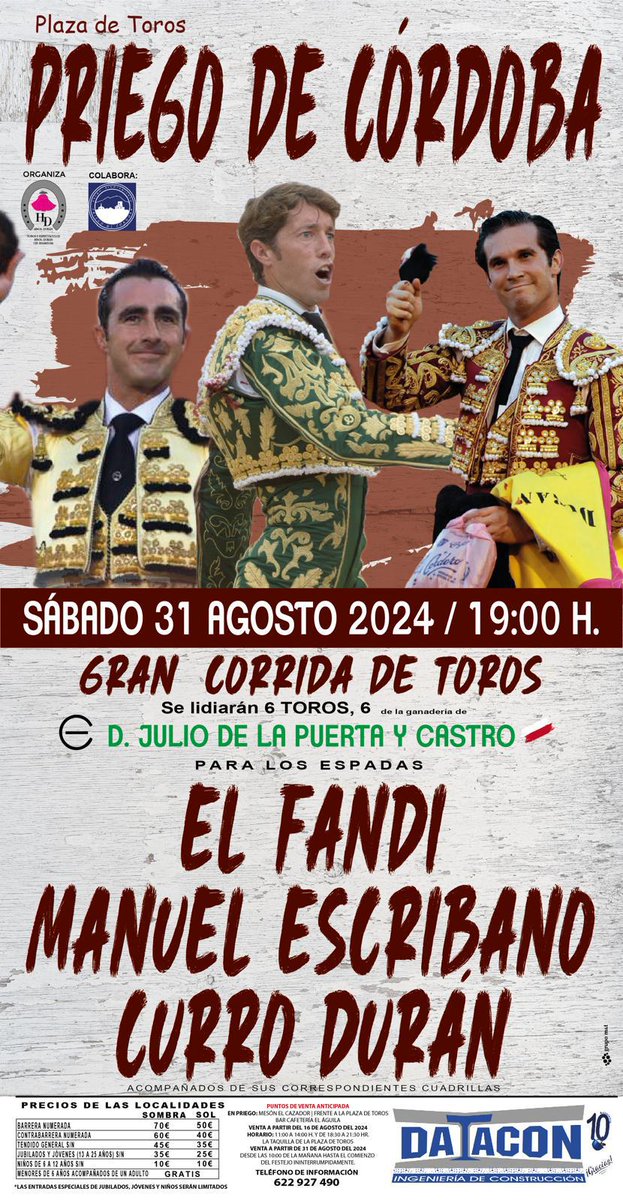 ptcurroduran's tweet photo. Triunfo de nuestro torero en las tierras gaditanas de 𝗢𝗟𝗩𝗘𝗥𝗔.

Una tarde de cuatro orejas con petición de rabo en su primer toro.

Próxima parada: 𝘗𝘙𝘐𝘌𝘎𝘖 𝘋𝘌 𝘊Ó𝘙𝘋𝘖𝘉𝘈.

📅 31 de Agosto 
📍Coso de las Canteras 
🕖 19:00h https://t.co/pgxiFtxH1k
