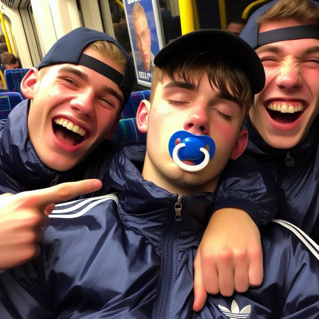 DaddyAl87's tweet image. They probably picked it up off the floor! 😝 ABDL inspired Ai artwork. 😊

Caption: “Mikey learned the hard way, no matter how shattered you are DO NOT fall asleep on the bus when you’re out with your mates.”