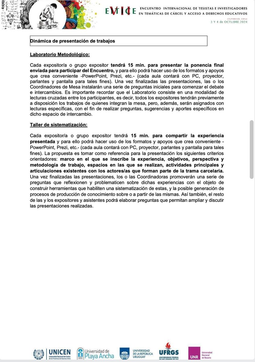 Observa_EPJA's tweet photo. ¡No te pierdas el VII Encuentro Internacional de Tesistas e Investigadores en Temáticas de Cárceles y Acceso a Derechos Educativos! Únete a nosotros en la @upla_comunica, Chile, el 3 y 4 de octubre. Educación #EITICE2024
📷Mas información en https://t.co/B5AHGXP7E6 https://t.co/1ZOu1RAcTa