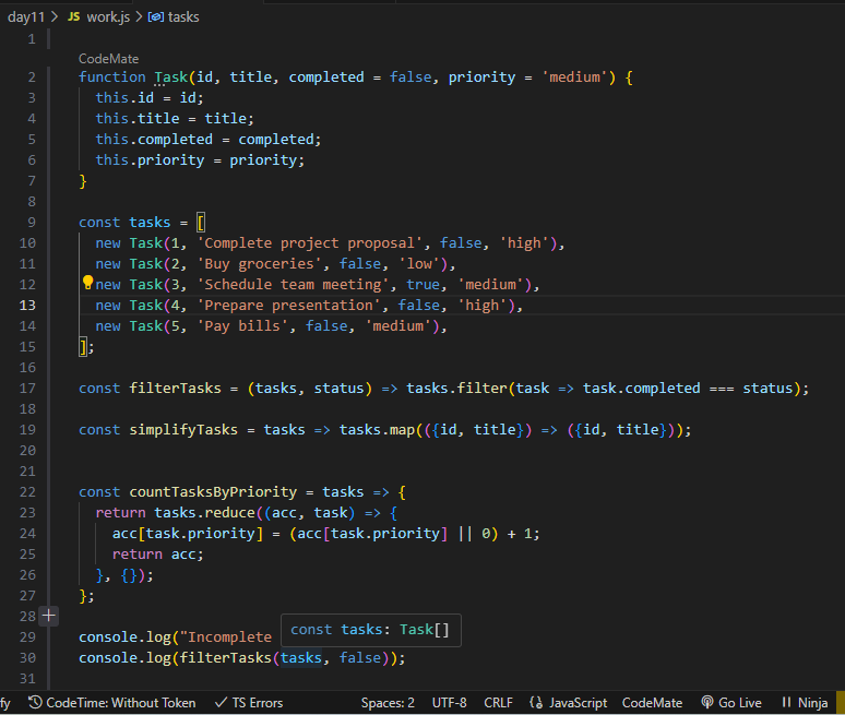 Sly_Softs's tweet photo. Day 42 of #100DaysOfCode: This project demonstrates the use of higher-order functions to manage tasks efficiently.

#EnrollWithSTS
@stechie_school https://t.co/Ykgcm1lZsZ