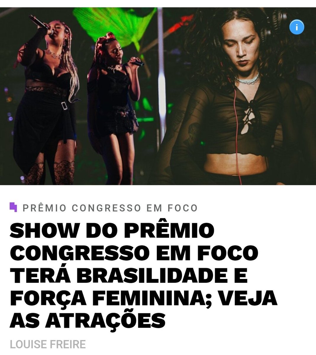 evaeaeaeae's tweet photo. essa quinta eu toco no prêmio congresso em foco e saiu uma matéria falando sobre 🥺❤️

https://t.co/WgIWrNxiYh https://t.co/zSLrmWNywh