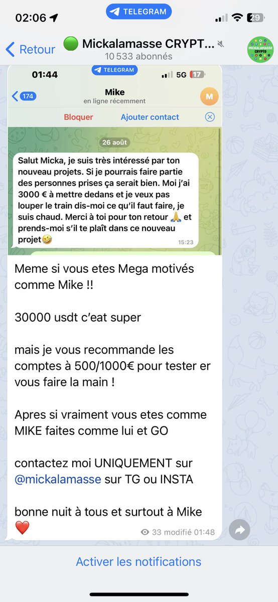 <a href="/collectifAvi/">Collectif AVI</a> Il l’ a mis dans son canal Telegram😂😂😂😂 je vous en supplie faites tourner un maximum. Ne lui donnez pas un euro. À ce fdp d’escro