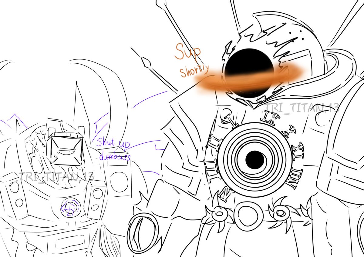 jY2kzINdcJ60368's tweet photo. ผมไม่ได้จิ้นผมแค่วาดเล่น(กูรับไม่ได้ที่ sinister titan clock man สูงกว่า tri titan😠) #SKIBIDITOILET https://t.co/Y8mgh3T3pd