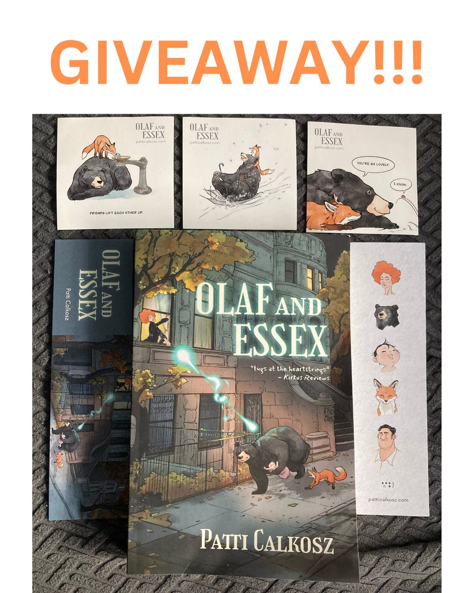 PCalkosz's tweet photo. I’m giving away Advance Reader Copies, along with stickers and a double-sided bookmark, in exchange for leaving me an honest review (Goodreads, Amazon, social media).

You must be over 18, and DM me your address so I can mail your book and swag.

OLAF AND ESSEX is a Middle Grade fantasy that Kirkus Reviews calls “funny, sentimental, and heartfelt,” and that IndieReader says “will entertain children and adults alike.” 

A fox and bear take on bumbling witch kidnappers and the NYPD’s Chief Magic Detector to protect a magical baby and the witches of New York.

#olafandessex #books #newbooks #bookworm #fantasybooks #middlegrade #middlegradebooks #middlegradefiction #uppermiddlegrade #uppermiddlegradebooks #uppermiddlegradefantasy #uppermiddlegradenovel #uppermiddlegradefiction #booksbooksbooks