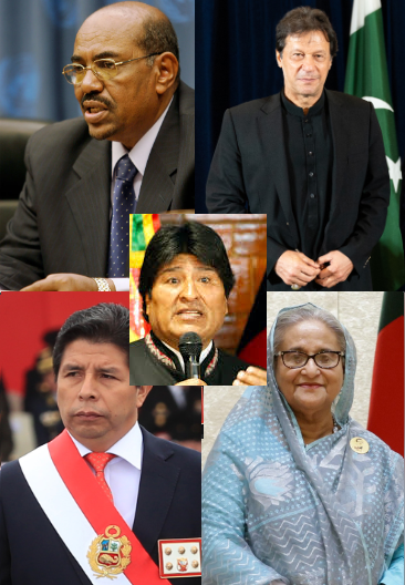 Em 5 anos (2019-2024) todos esses líderes foram derrubados por golpes.

Evo da Bolívia🇧🇴 Al-Bashir do Sudão🇸🇩 Imran Khan do Paquistão🇵🇰 Castillo do Peru🇵🇪 Hasina de Bangladesh🇧🇩

O crime deles foi se opor aos EUA.

Ninguem condenou ou sancionou os golpistas. Ninguém pediu "atas".